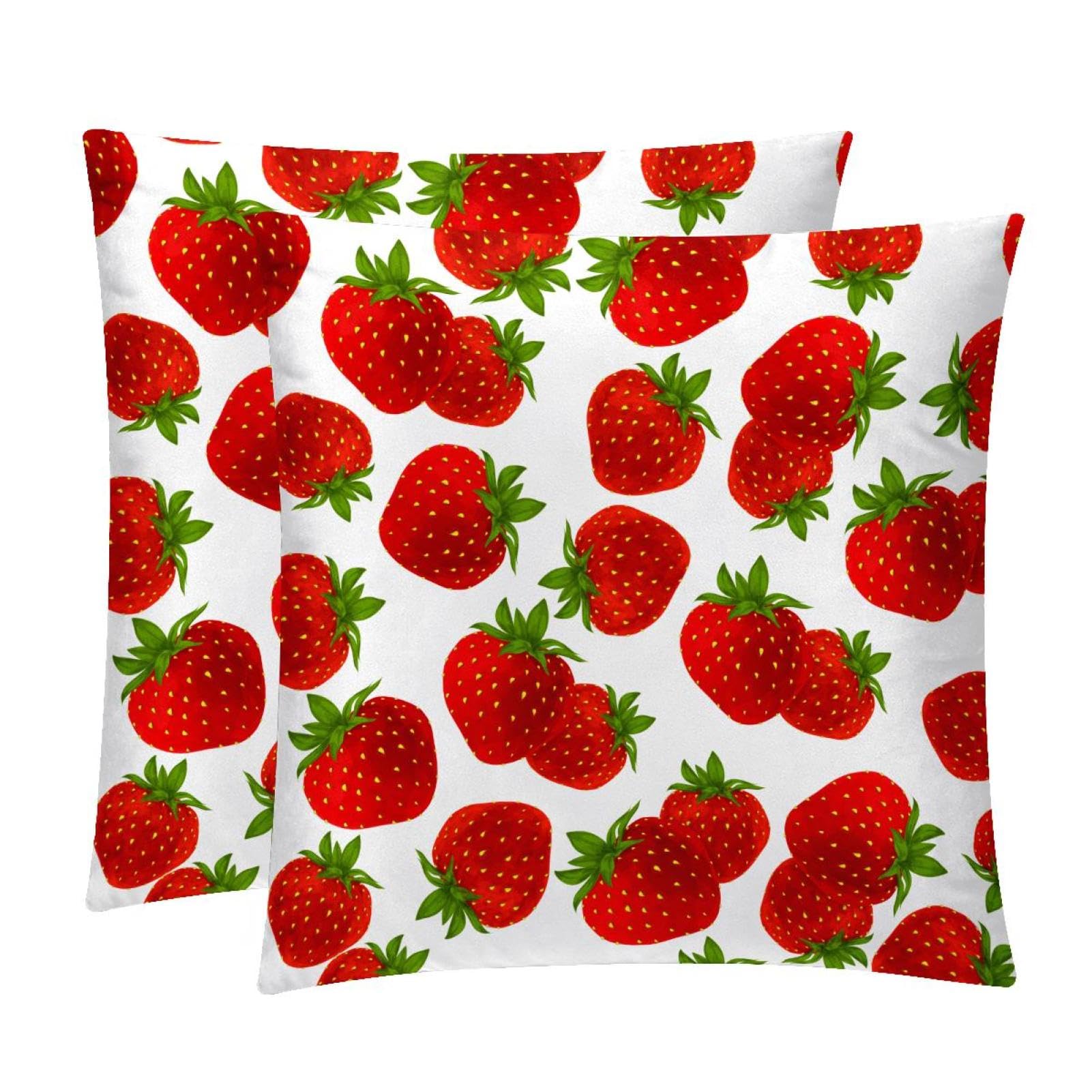 TDGKPZ Strawberry Throw Pillow Covers 2 Pack Pillowcases Soft Cozy Pillow Cases For Couch Bed Sofa 50x50cm