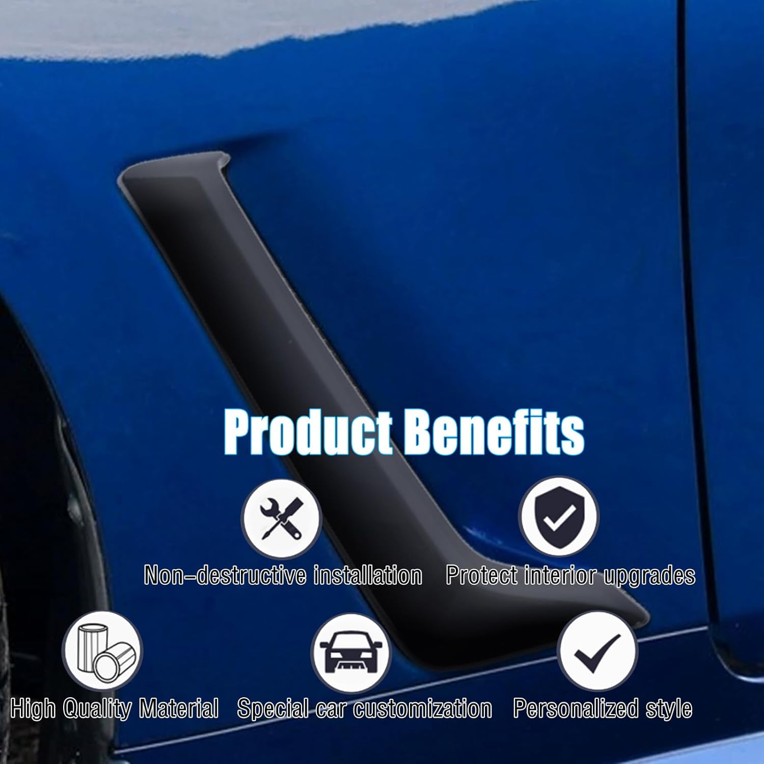 Front Fender Side Vent Garnish Trim Compatible with Infiniti Q60 Q60S 2015-2022, ABS Plastic Air Flow Intake Hole Grille Spoiler Auto Exterior Accessories (Glossy Black)