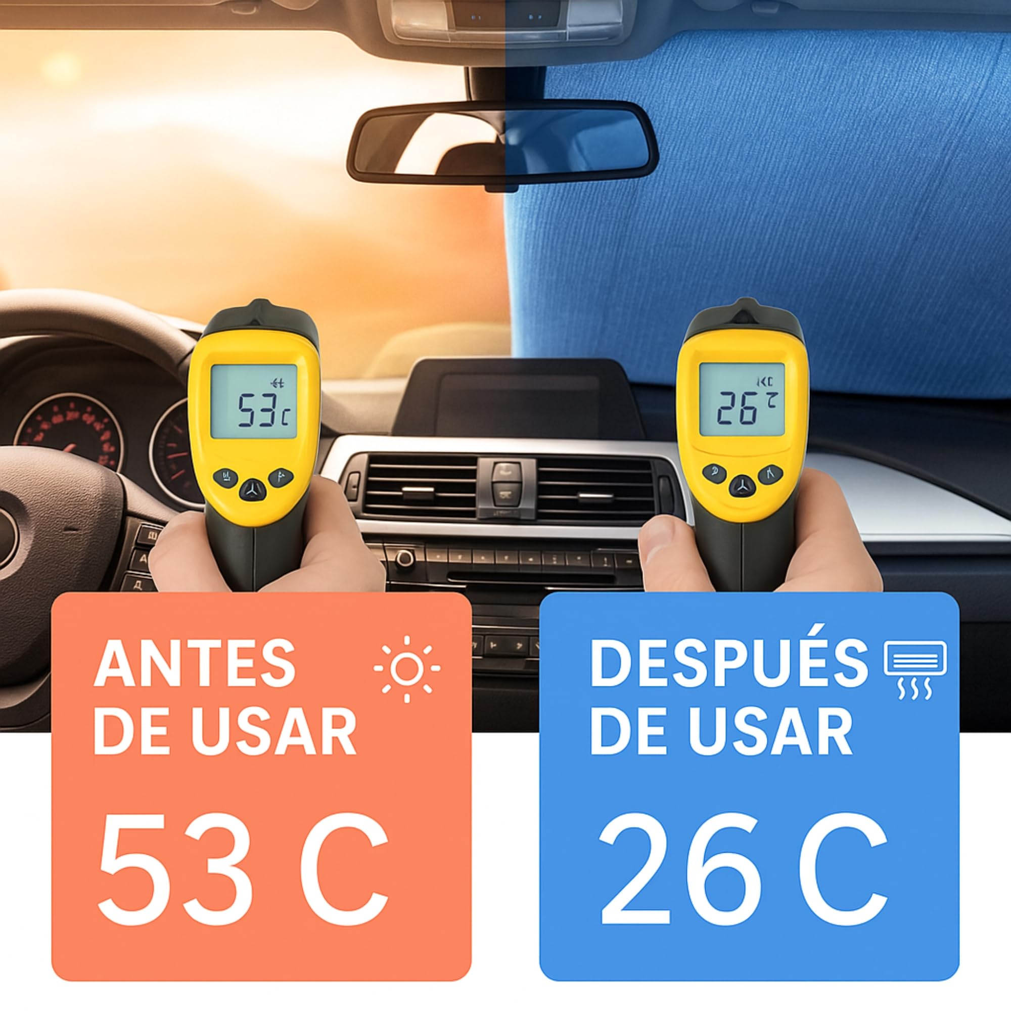 AUTOZOCO Parasol para Parabrisas Delantero Plegable, Protector Solar Universal 140 x 70 cm