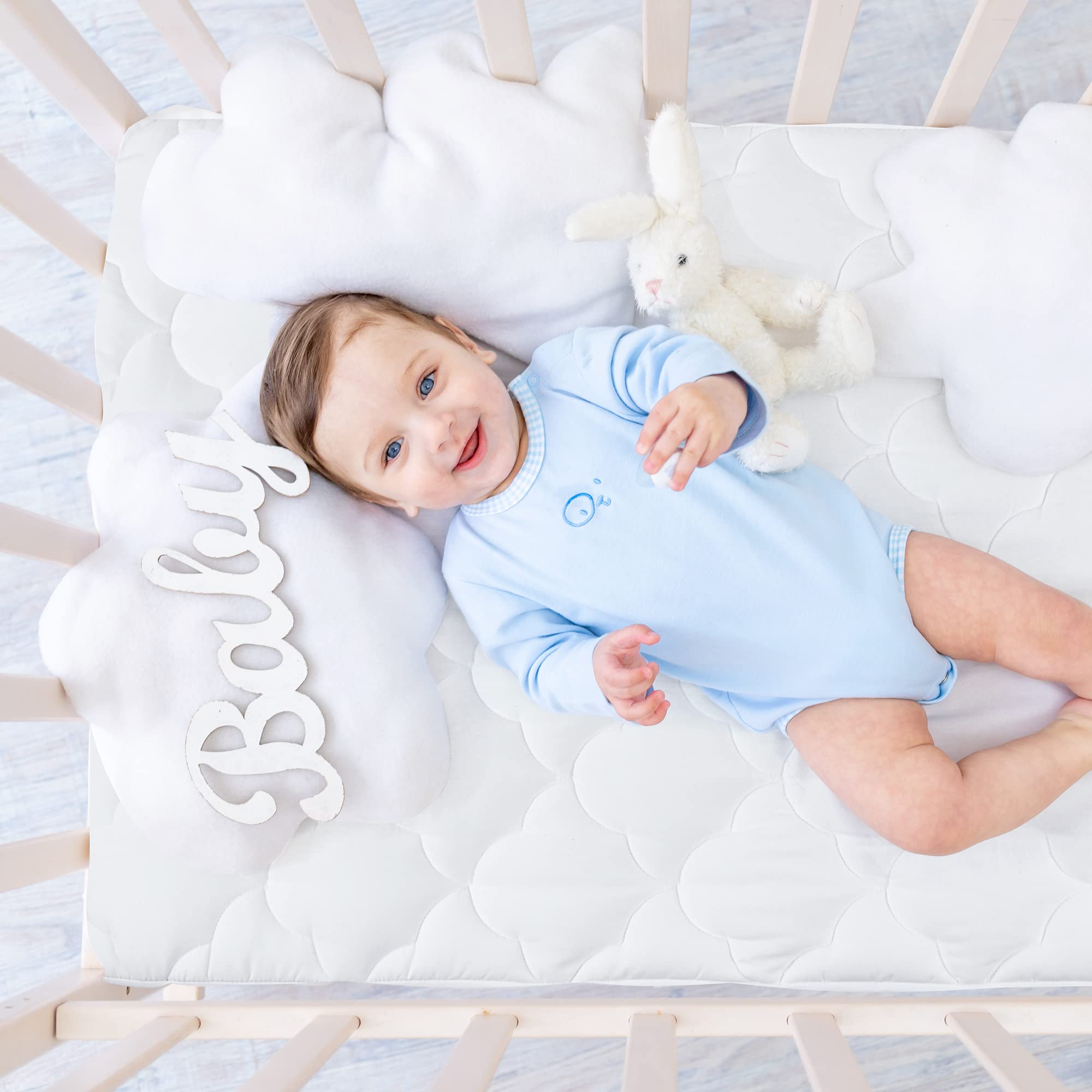 SONIVE Coprimaterasso impermeabile per culla e bambini piccoli, imbottitura in microfibra, 10 oz, certificato Oeko-Tex Standard 100, bianco, 70 x 140 cm