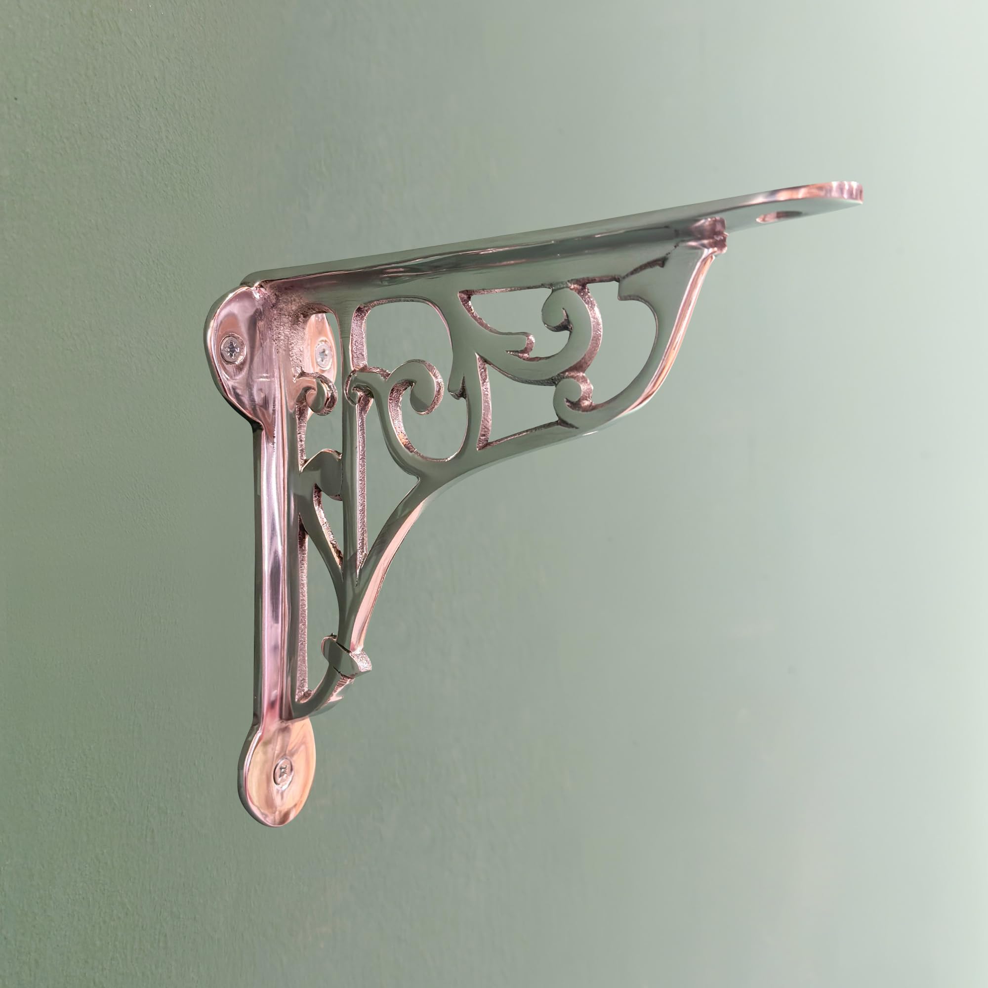 Maison Cast Chrome Polished Victorian Scroll Wall Shelf Bracket Cistern Antique No Iron (190X180mm)