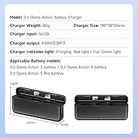 Vista 8 de Osmo Action 5 Pro Cargador de batería para DJI-Osmo Action 5 Pro, Osmo Action 4, Osmo Action 3, Osmo Action 6 y Osmo 360-3 ranura de carga rápida