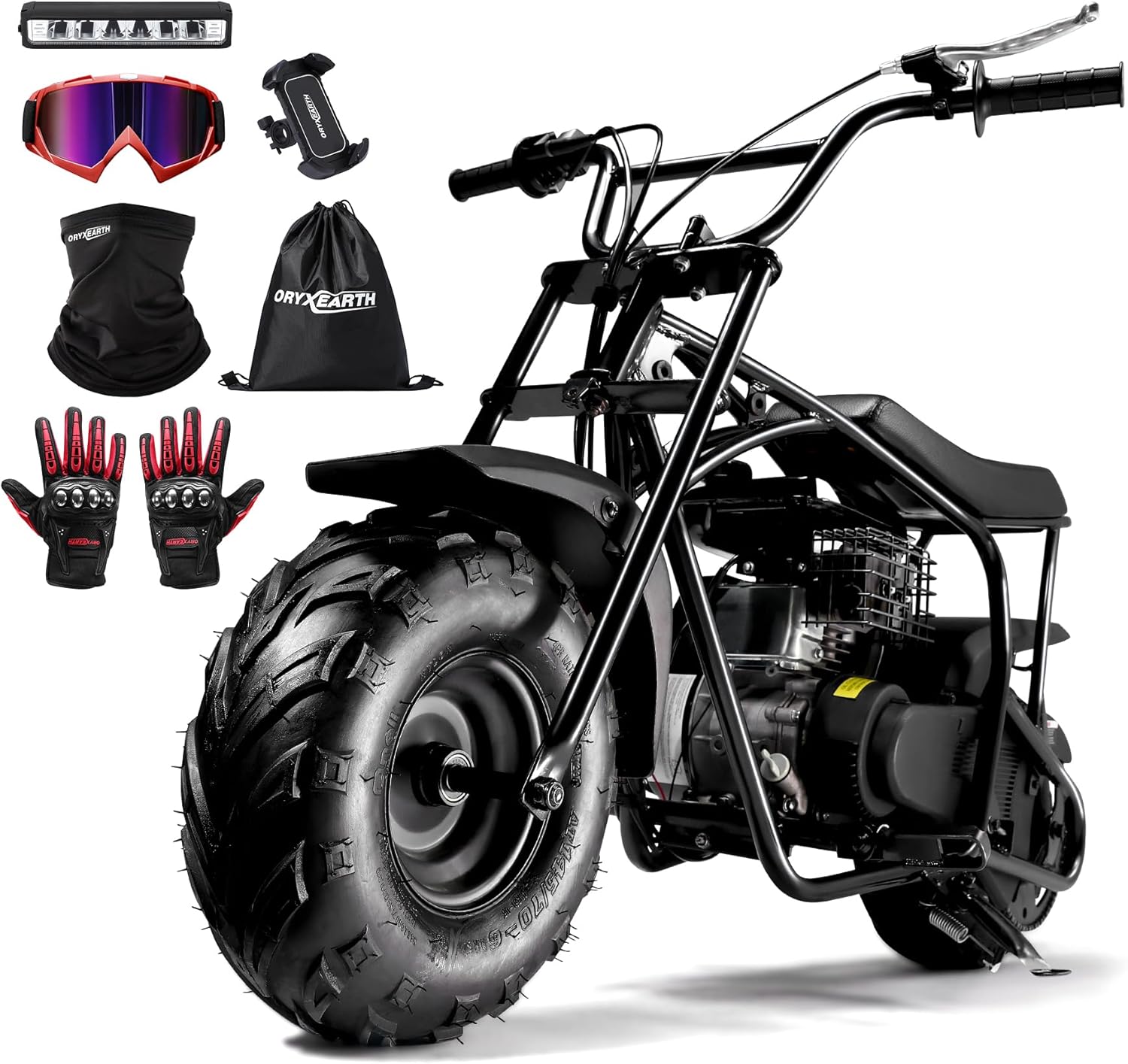 Oryxearth Mini Bike for Kids, 105CC 4-Stroke Kid Gas Powered Off-Road Pocket Pit Trail Motorcycle W/EPA Approved, Up to 28 Mph Weight Support 185 LBS, for Adults and Teens