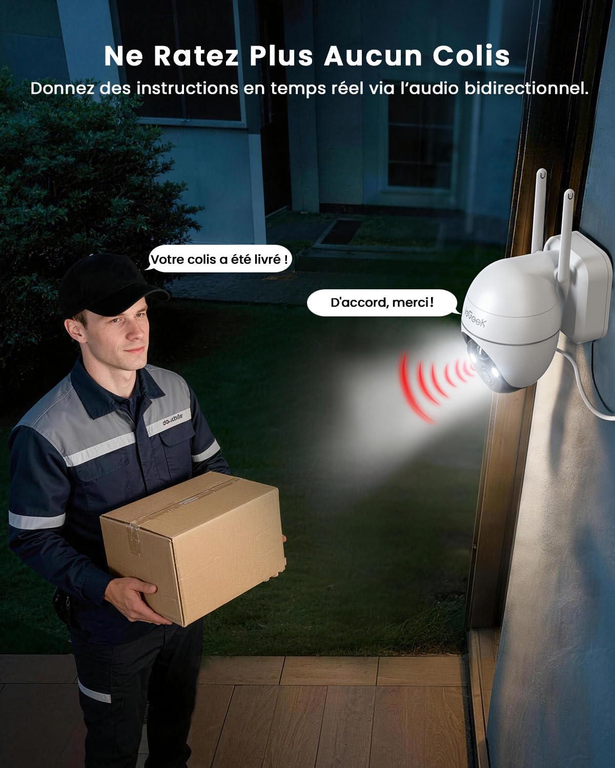 ieGeek 3K 5MP Camera Surveillance WiFi Exterieure sans Fil Solaire - 360° PTZ Camera Solaire PIR Détection Humaine, Vision Nocturne Couleur, Audio Bidirectionnel, Sirène Alarme/Alexa/IP65
