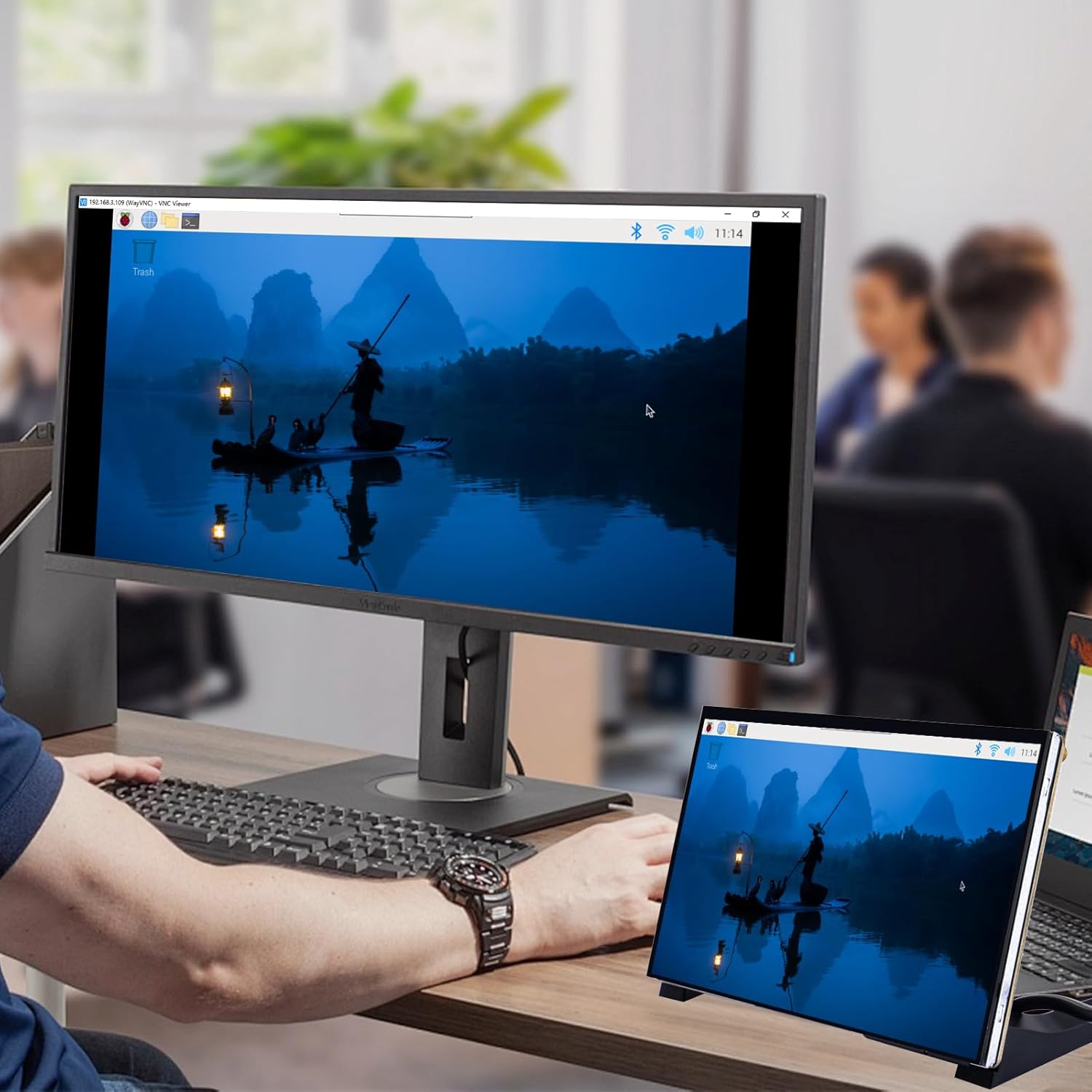 GeeekPi 7 inch Capacitive Touchscreen for Raspberry Pi, HDMI Monitor IPS 1024X600 LCD Display with Dual-Speaker for Raspberry Pi 5/4B/3B+/3B/B+, with Mount Hole to Install Raspberry Pi Board