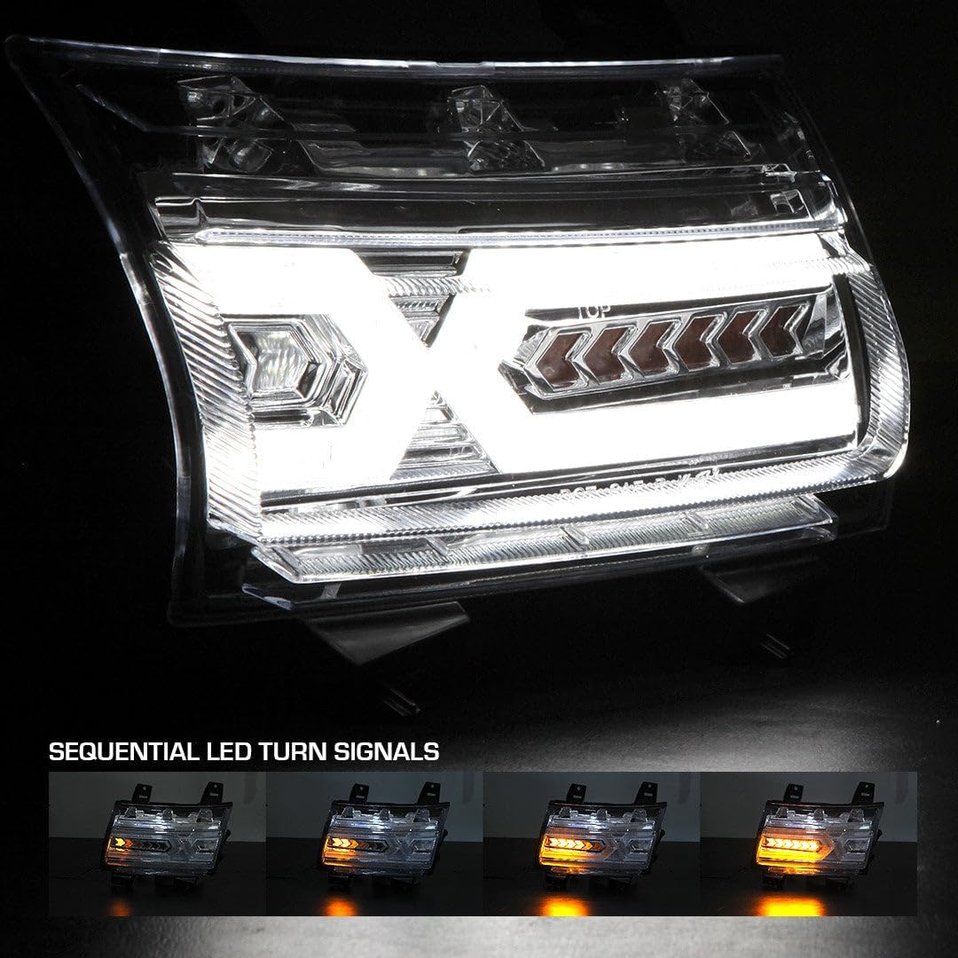 HEADLIGHTSDEPOT Chrome LED Sequential Signal Light Set With Clear Lens Compatible With Jeep Wrangler JL and Gladiator JT 2018-2024