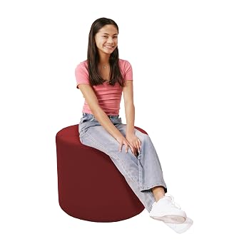Factory Direct Partners Tufted Round Accent Ottoman Hand Upholstered Commercial-Grade Furniture for Lobby, Office, Library, Classroom or Home Seating, Footstool, Side Table Use - Crimson, 14045-186