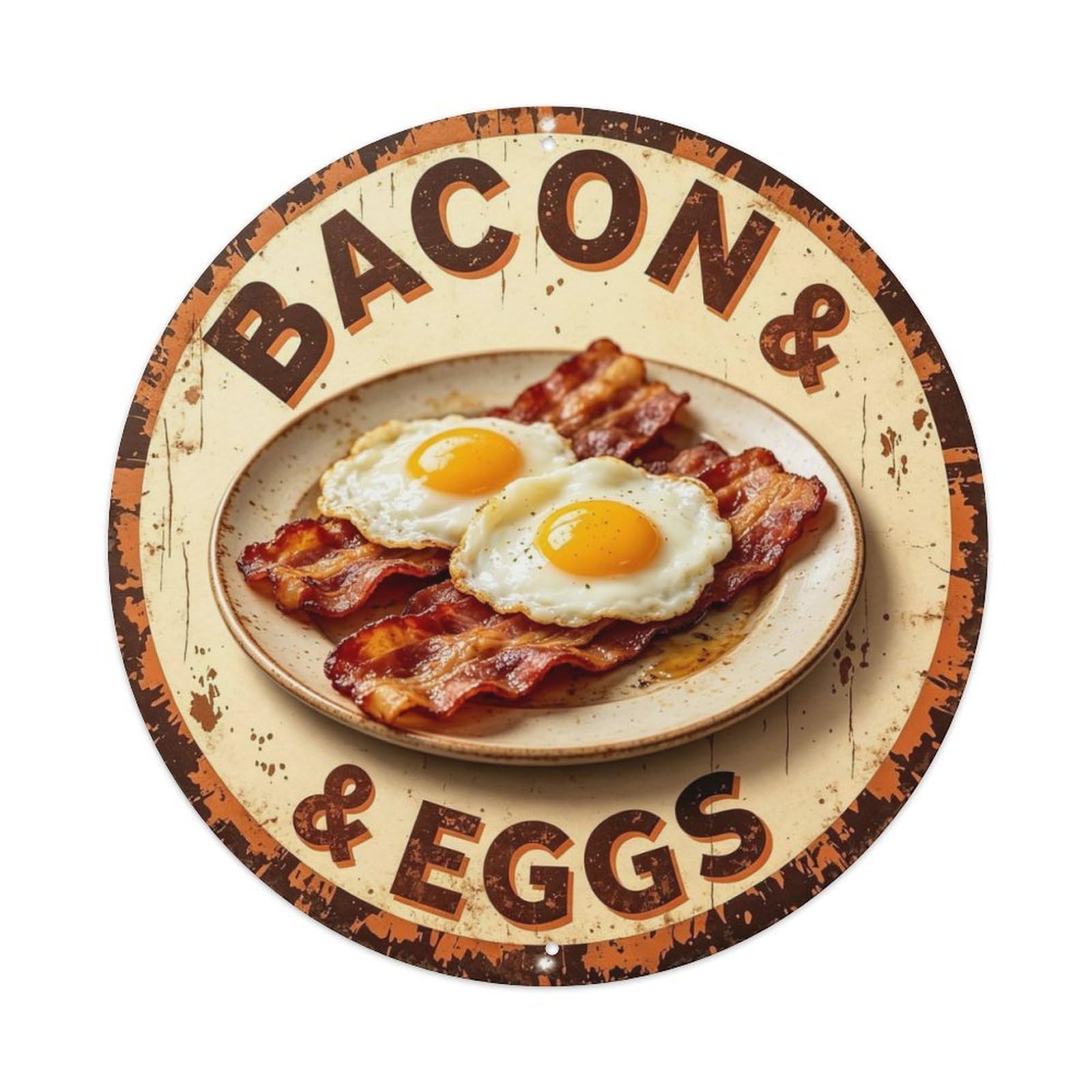 Bacon & Eggs Metal Tin Sign Plaque