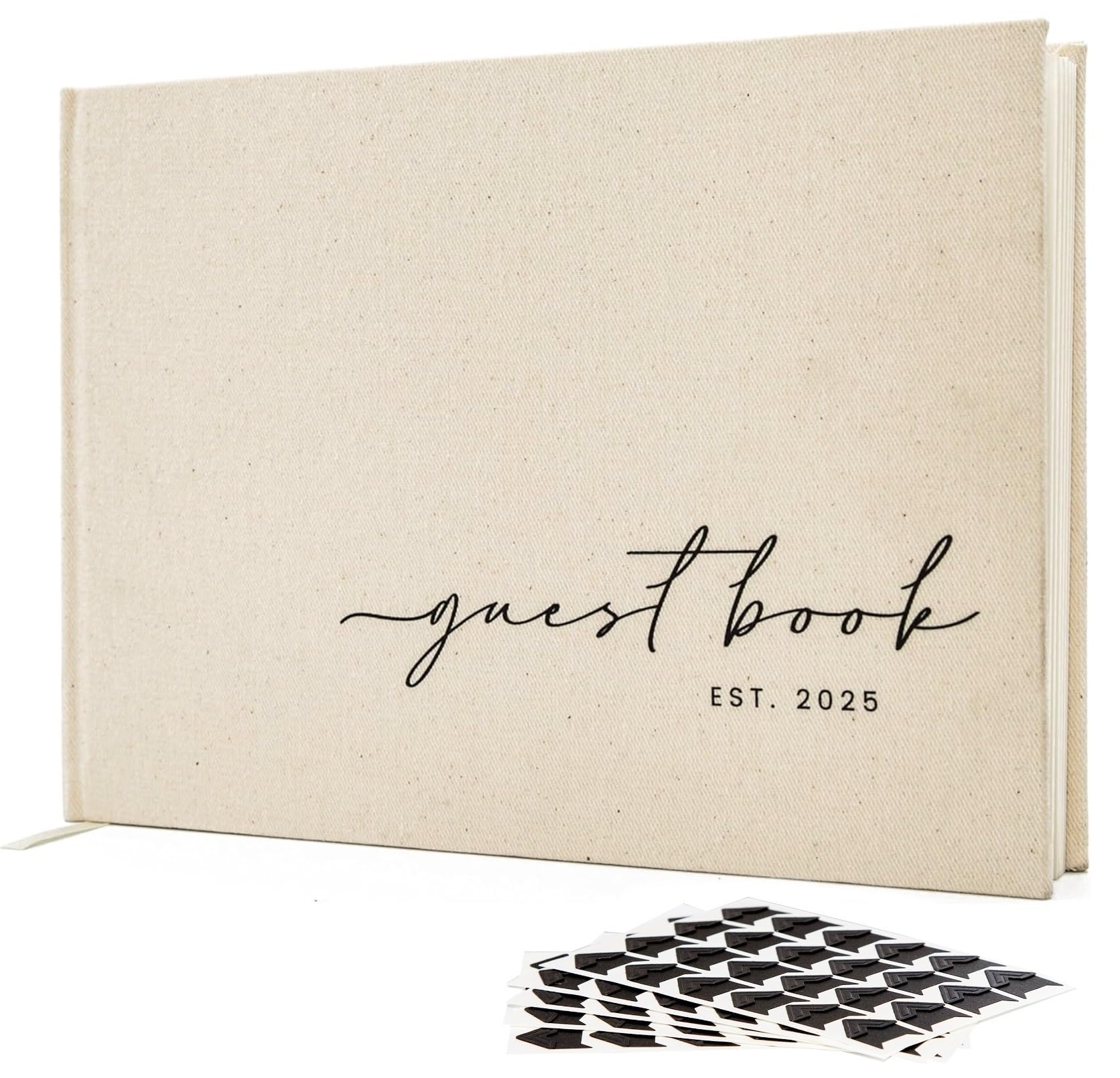 Gästebuch (2025), 24,1 x 17,8 cm, echtes Leinen, Hardcover, Gästebuch für Hochzeitszeremonie, Empfang, Unterschrift, Tischdekoration, 140 g/m², blanko, Archivpapier ohne Linien, 120 Seiten, kleine