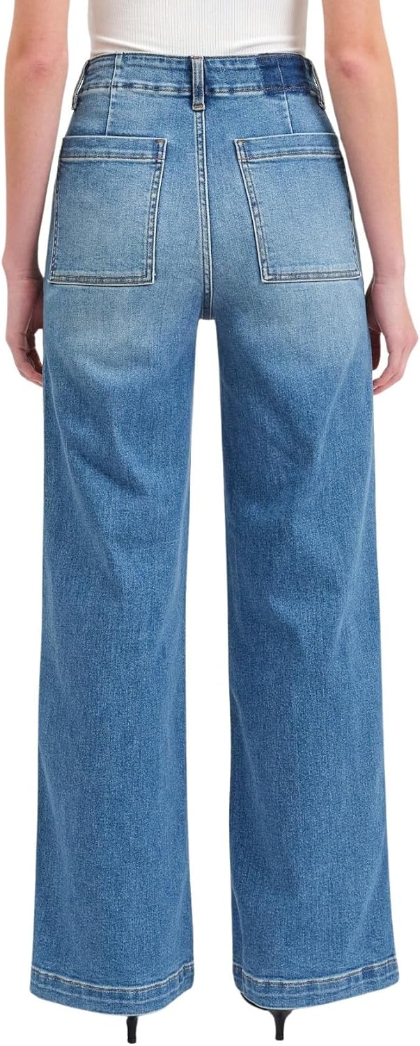 DAZE Women's Far Out Trouser High Rise Wide Leg Denim Jeans (Pure, 30) - Image 3