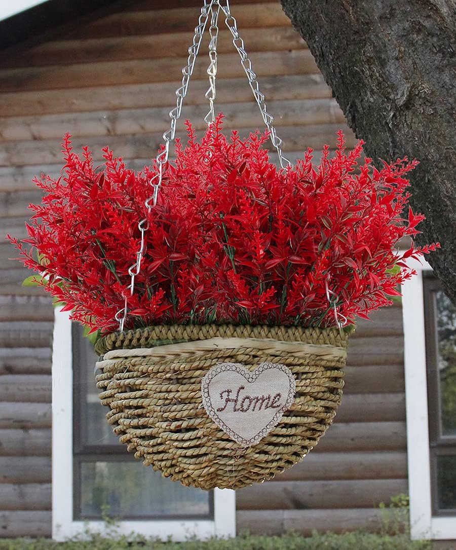 RECUTMS Artificial Outdoor Flowers, 8pcs Faux Outdoor Plant Plastic Lavender Bouquet,UV Resistant Flowers,Spring Decor,Lifelike Natural Fake Plant to Brighten Up Your Home (Red) - Image 4