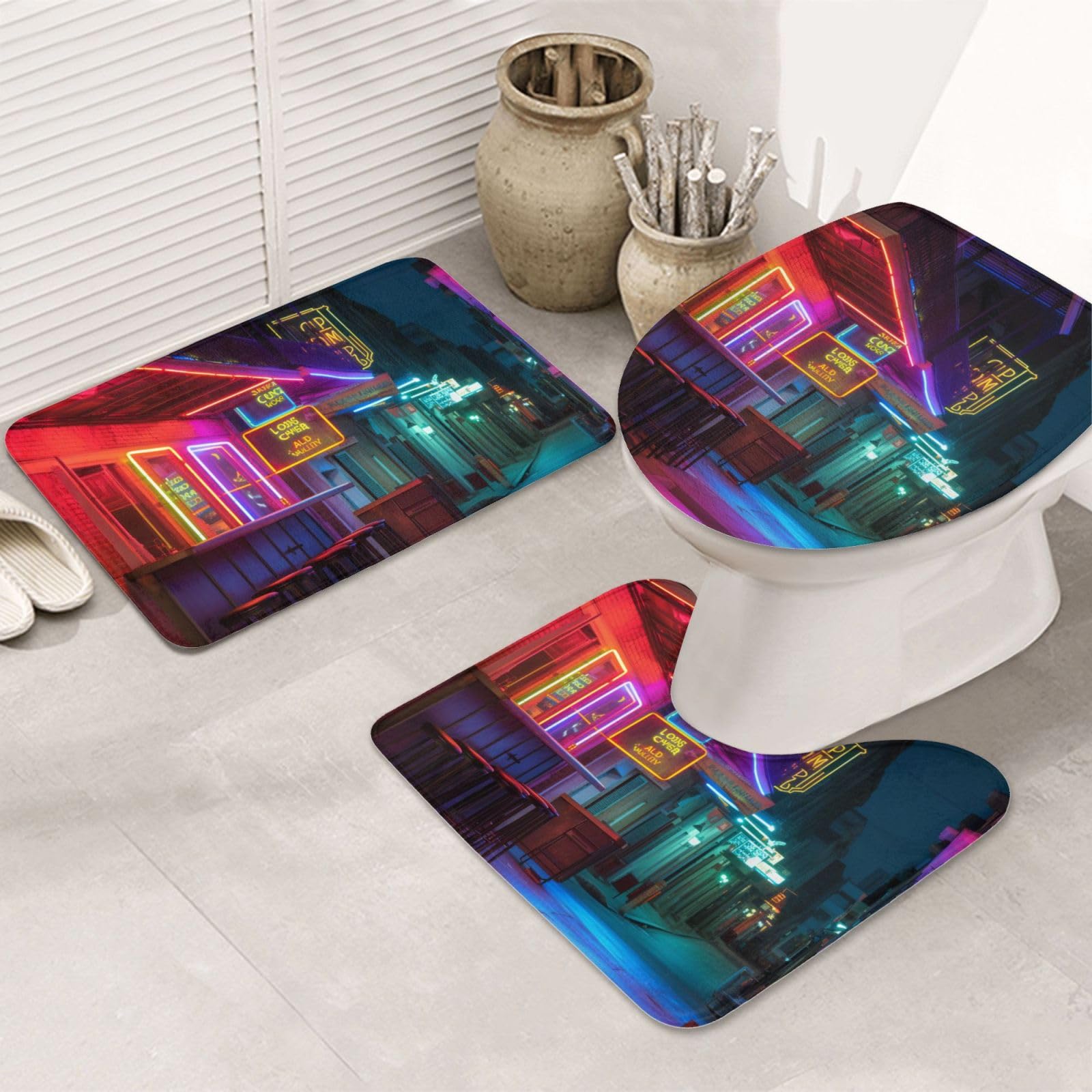 Ensemble tapis de bain flanelle néon pour une ambiance de douche chaleureuse et réconfortante