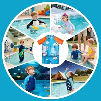 Kids Float Swimsuit Dinosaur Floating Quick-Dry Swimwear | Kids Swimsuit Short Sleeve Bathing Suits for Boys Girls Indoor Beach Pool Sports Vacation Holiday