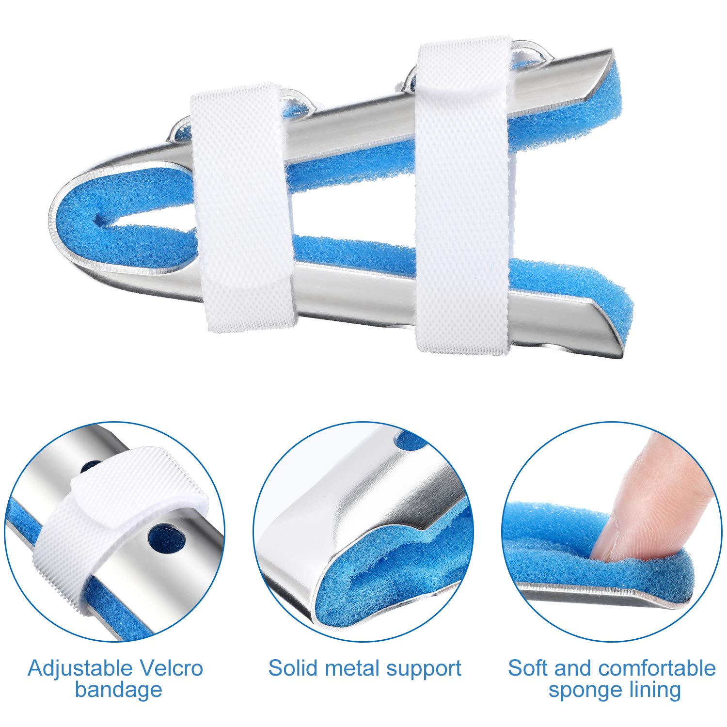 10 Pieces Finger Splint Metal Finger Support Finger Knuckle Immobilization with Soft Foam Inner Band and Protective Vent for Adults and Children, 3 Sizes (Blue) : Health & Household
