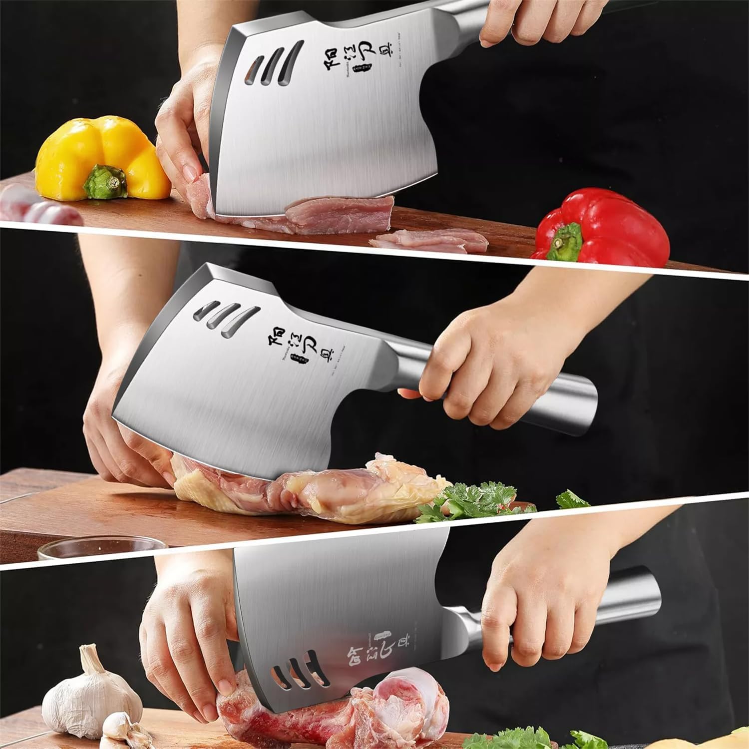 Meat Cleaver Knife, Heavy Duty Bone Chopper Stainless Steel Butcher Knives Meat Bone Cleaver Knife For Kitchen