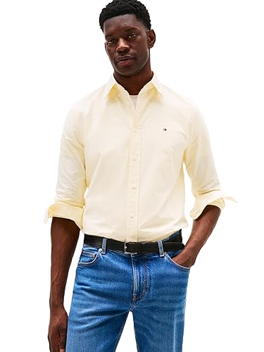Tommy Hilfiger Mens Long Sleeve Oxford Shirts in Regular Fit, Men's Button Down Shirts, Also Available in Big and Tall