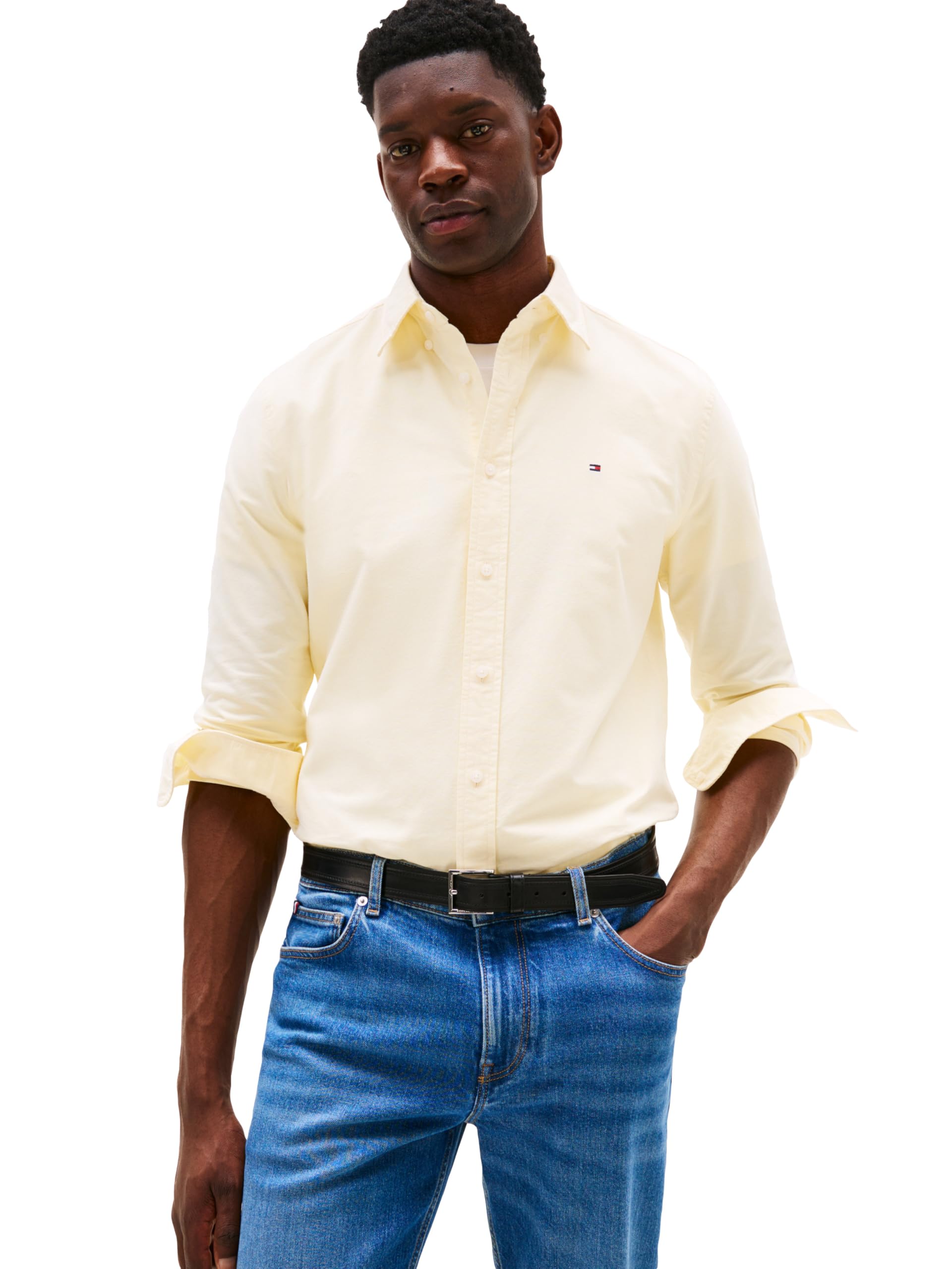 Tommy Hilfiger Men's Long Sleeve Oxford Shirts in Regular Fit, Men's Button Down Shirts, Also Available in Big and Tall