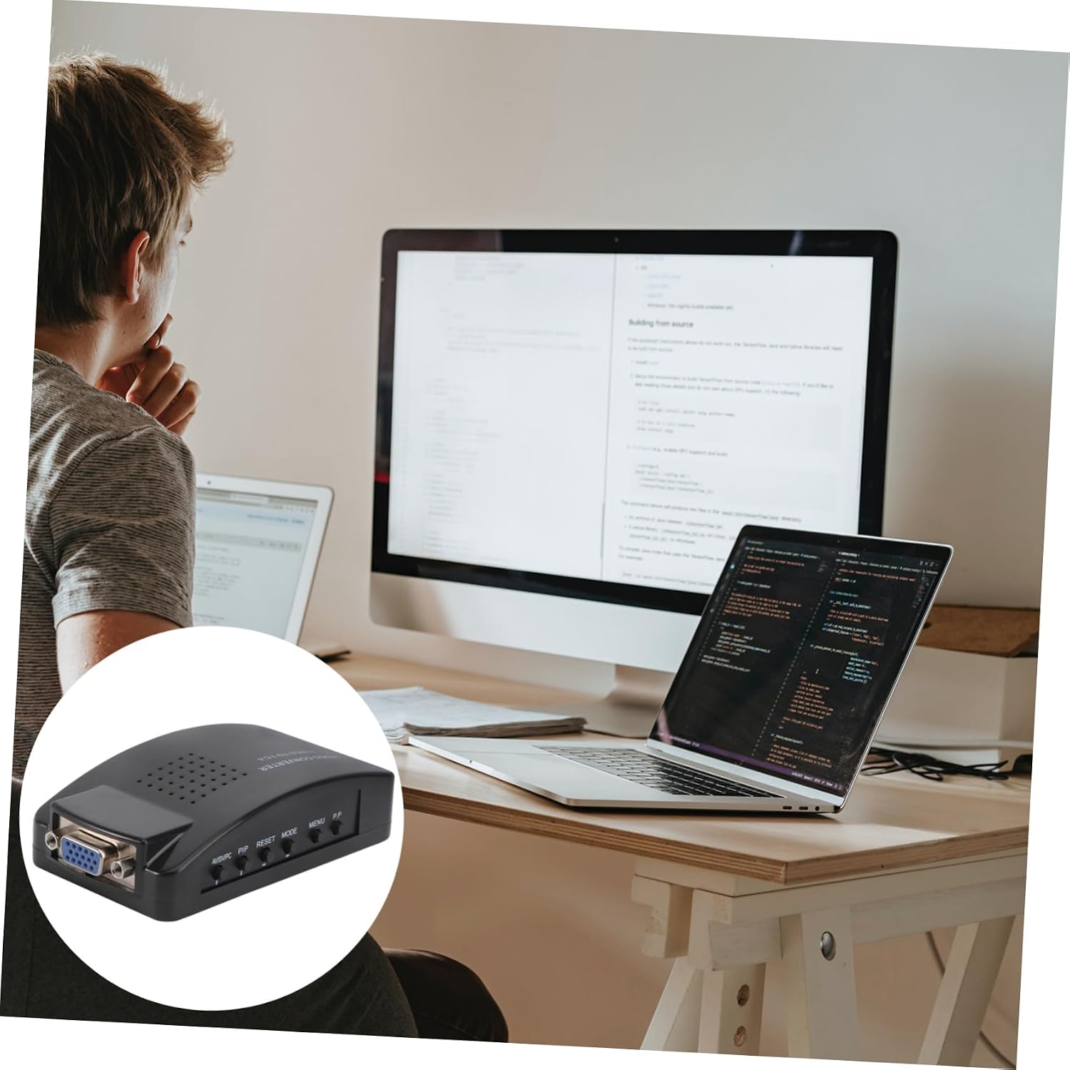 Monitor Signal Adapter to Vga Converter Box Video and Audio Adapter Converter