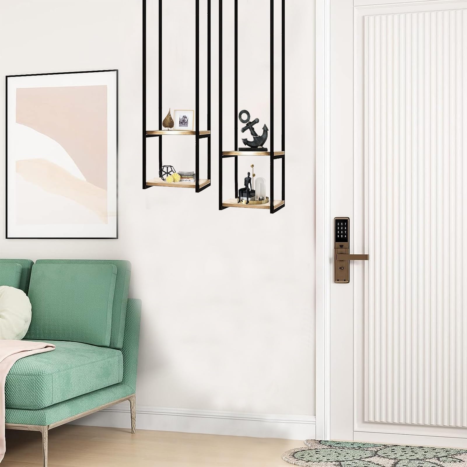 メタルフレーム 木製棚つきラック 天井吊り Amazon｜2段吊り天井棚 | メタルアイアンフレーム収納ラック | 木製