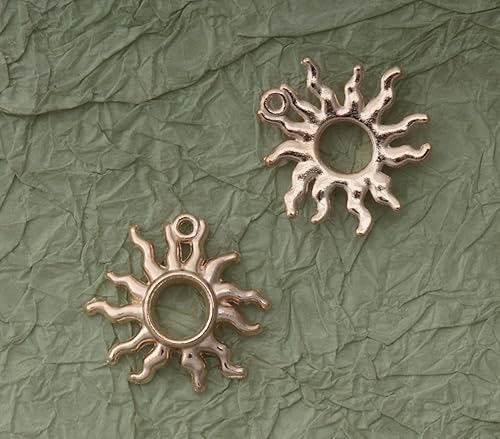 Miniatura 10 de Ruwado 30 dijes de sol de metal hueco vintage celestial cuentas para hacer joyas, kit de búsqueda de suministros, pulseras, collares, aretes,