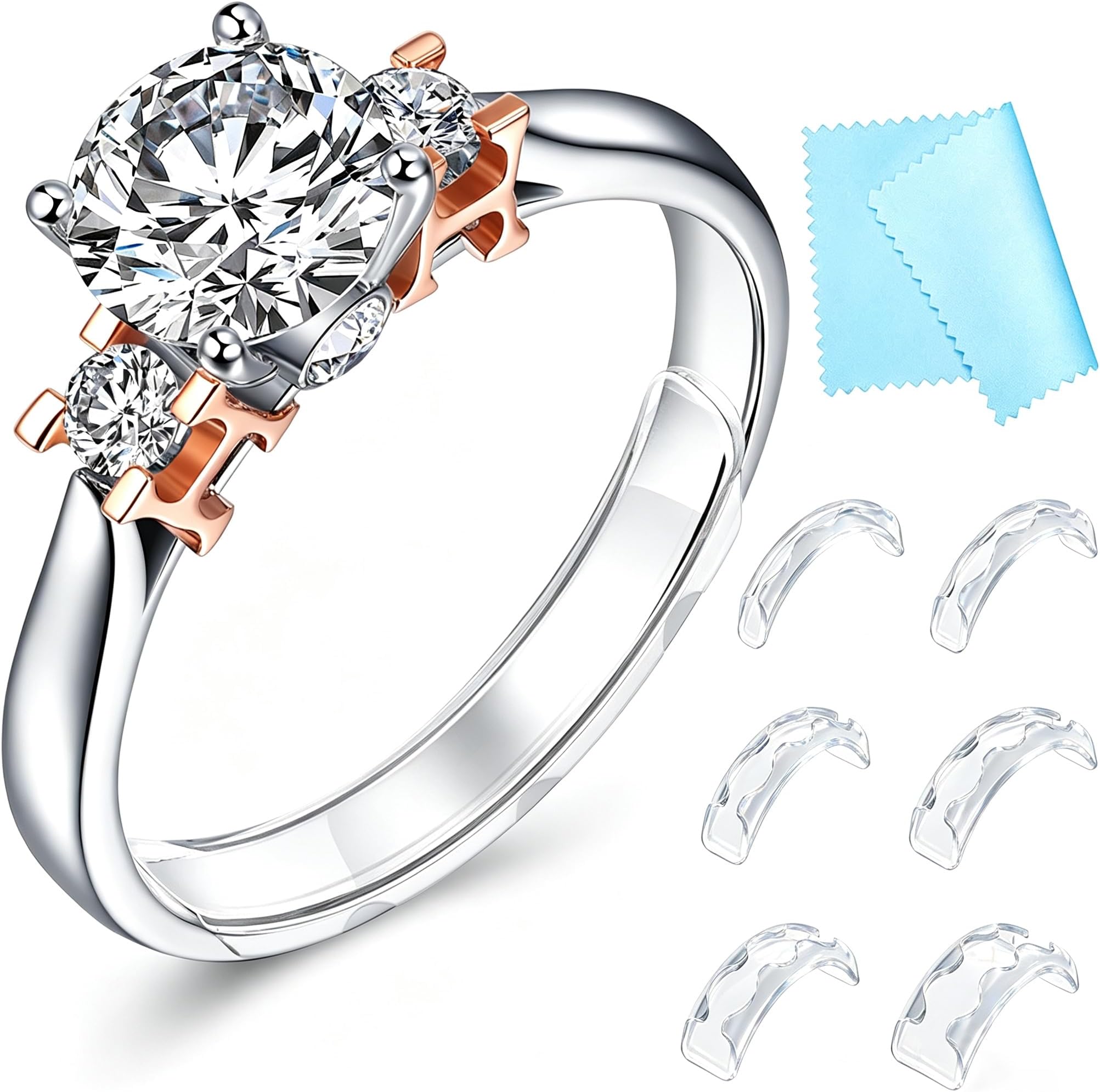 Haiou Ring Size Adjuster for Loose Rings - Clear Invisible Ring Guard, Spacer & Tightener | Sil. Resizer Extender