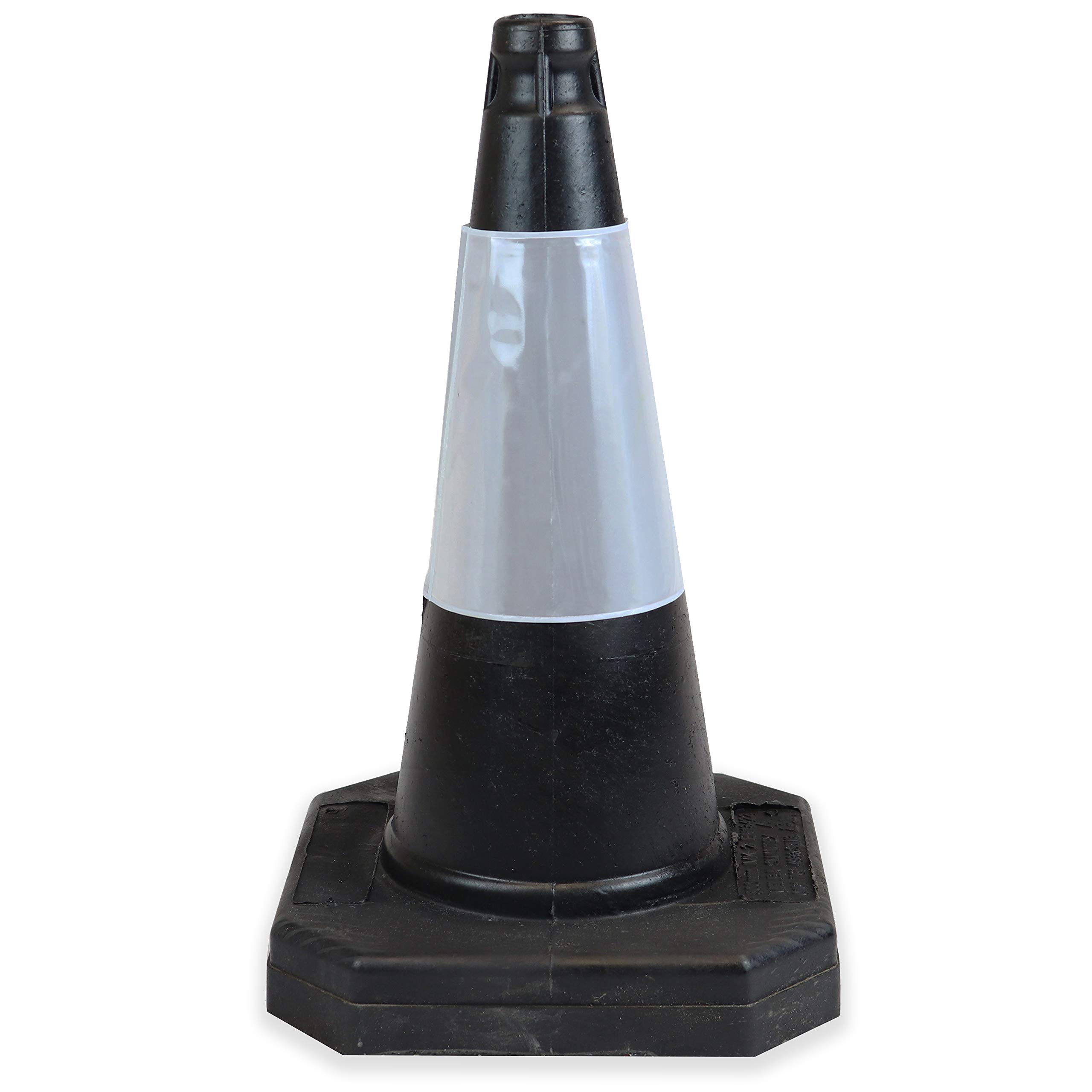 Street Solutions UK - 500mm High Black Traffic Safety Street Cone Reflective Sleeve Suitable for Highways Heavy Duty Weighted Base Black Safety Cone Pedestrian Separator
