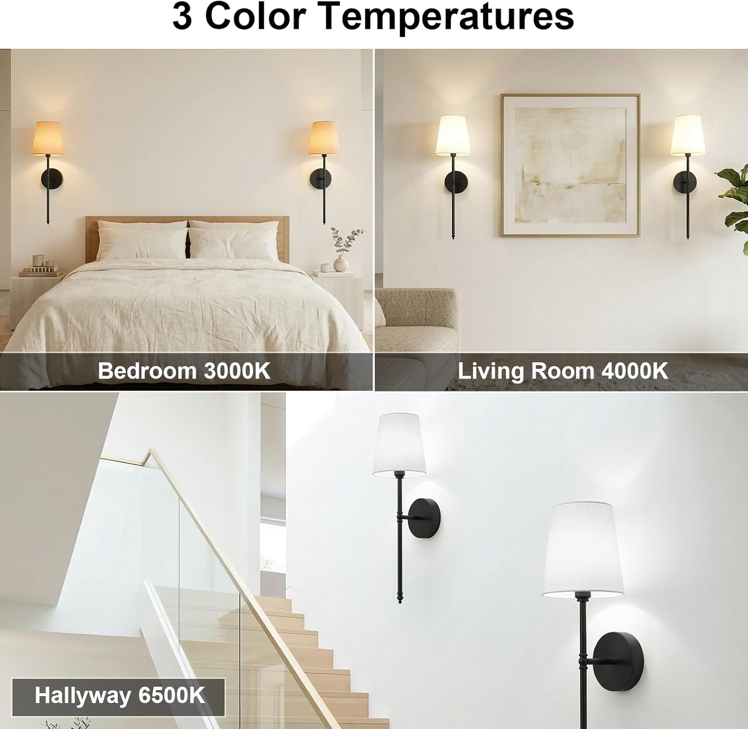 battery operated wall sconces set of 2, rechargeable wireless wall lights with remote, rgb dimmable wall lamp for bedroom wall decor living room hallway (black) 23.8 inch-black