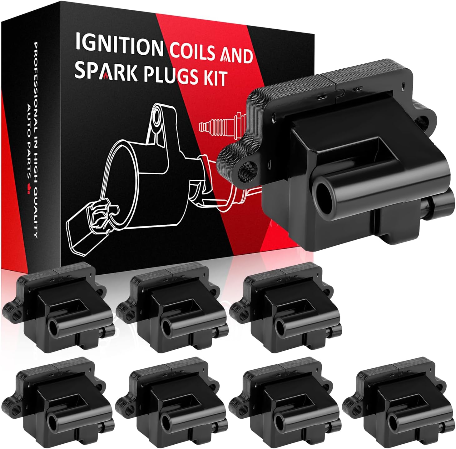 SCITOO Coil Pack of 8 Ignition Coil for Cadillac for Chevy for GMC Avalanche Escalade EXT for Silverado for Suburban Yukon 5.3L 6.0L 4.8L Automobiles Fit for OE UF271 C1208