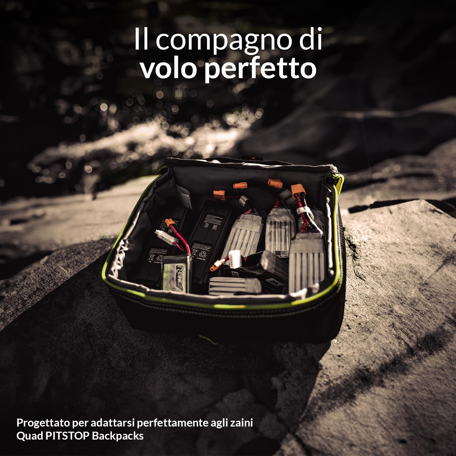 TORVOL - LIPO SAFE BAG, Lipo bag ignifuga e impermeabile per batterie, fino a 15 LiPo, compatibile zaini PITSTOP, 26x20x11 cm, Nero & Verde