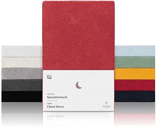 Blumtal® Frottee Spannbettlaken 90x200x27cm - Oeko-TEX zertifiziertes Spannbetttuch 90x200x27cm - Frottee-Spannbettlaken bis 27cm Matratzenhöhe - Rot