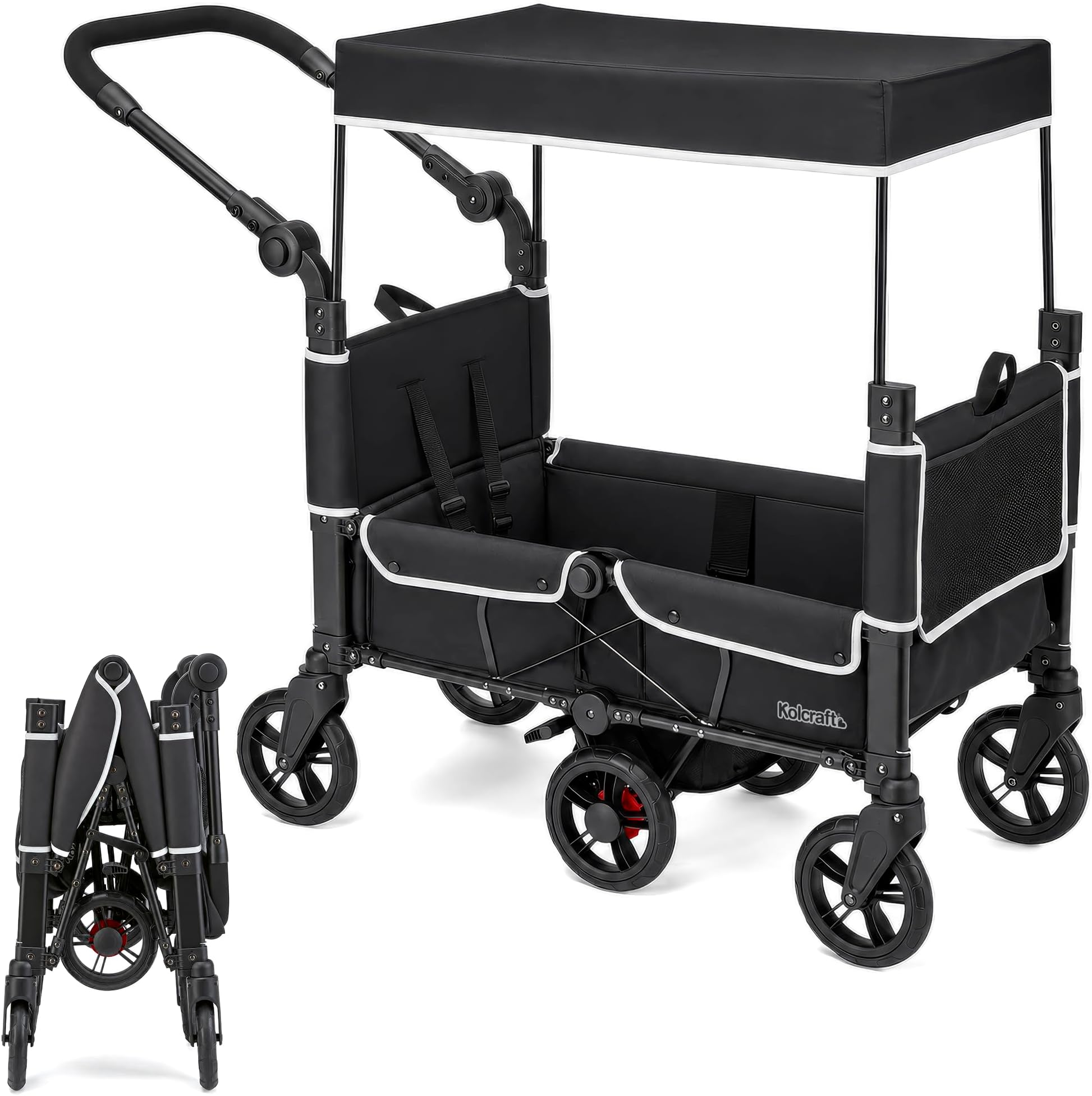 Cloud 360 Lightweight Double Baby Stroller Wagon for Two Kids Toddlers, Ultra Maneuverable Collapsible Cart with Deep Footwell, Storage Pockets Adjustable Handle Easy in and Out