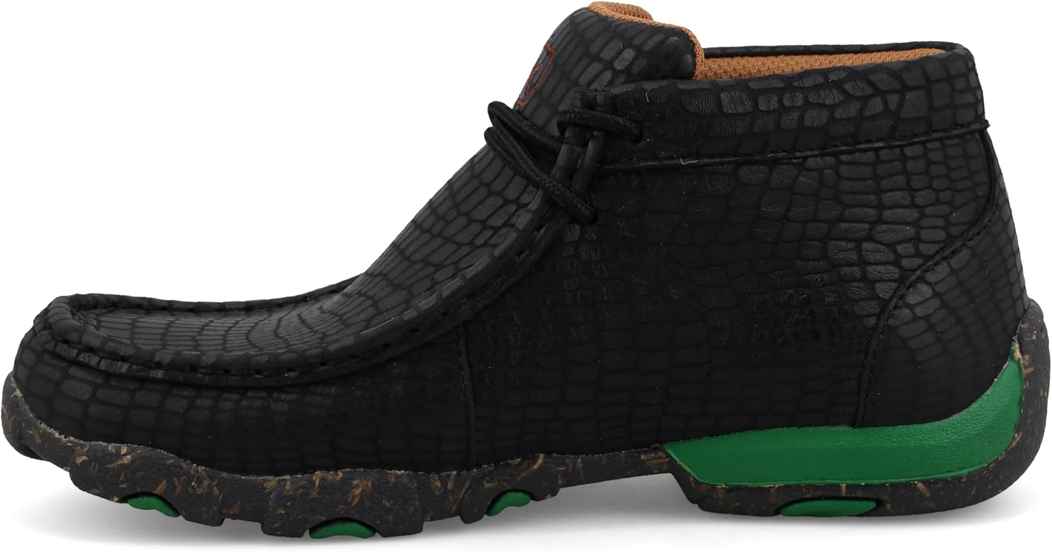 Twisted X Kid's Chukka Driving Moc, Moc Toe, Black & Kelly Green, 3 M