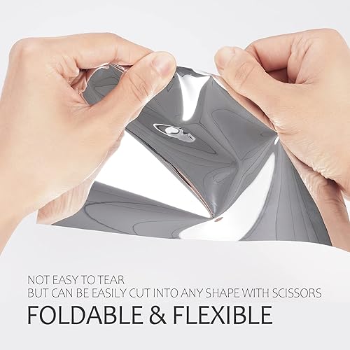 Miniatura 7 de Stickyart Calcomanías de espejo de papel plateado para paredes de 12 x 590 pulgadas, autoadhesivas, espejo Funhouse, decoraciones inastillables para