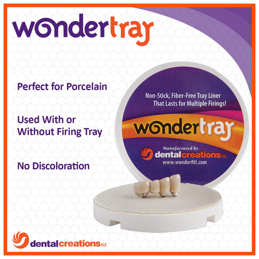 Dental Creations Wondertray Fiber-Free Tray Liner – Non-Stick, Dental Lab Firing Tray Liner for Firing Support Without Pins or Pegs – 5 Count