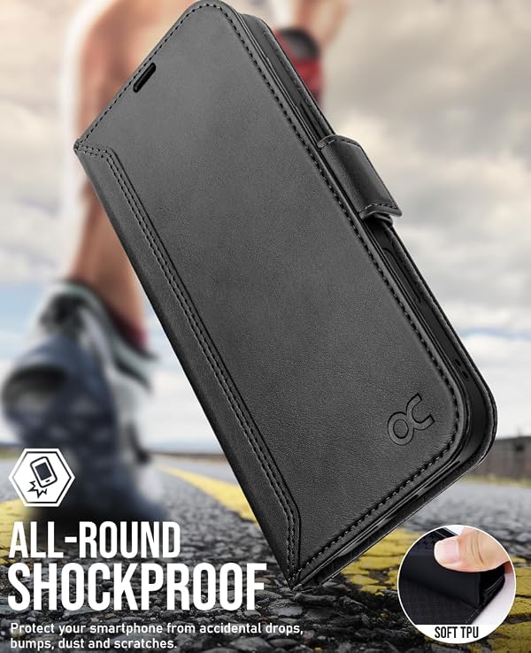 OCASE for iPhone 16 Pro Wallet Case PU Leather Flip Folio Case with Card Holders RFID Blocking Kickstand Shockproof TPU Inner Shell iPhone 16 Pro Phone Cover 6.3 Inch 2024-Retro Black by OCASE - Image 6