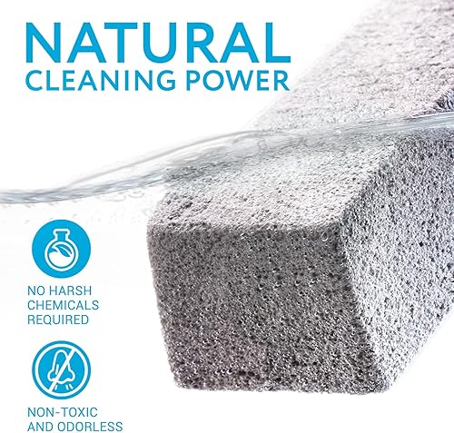 Miniatura 6 de Impresa - Paquete de 2 limpiadores de inodoros de piedra pómez con mango extra largo removedor de cal cepillo de inodoro pómez también limpia