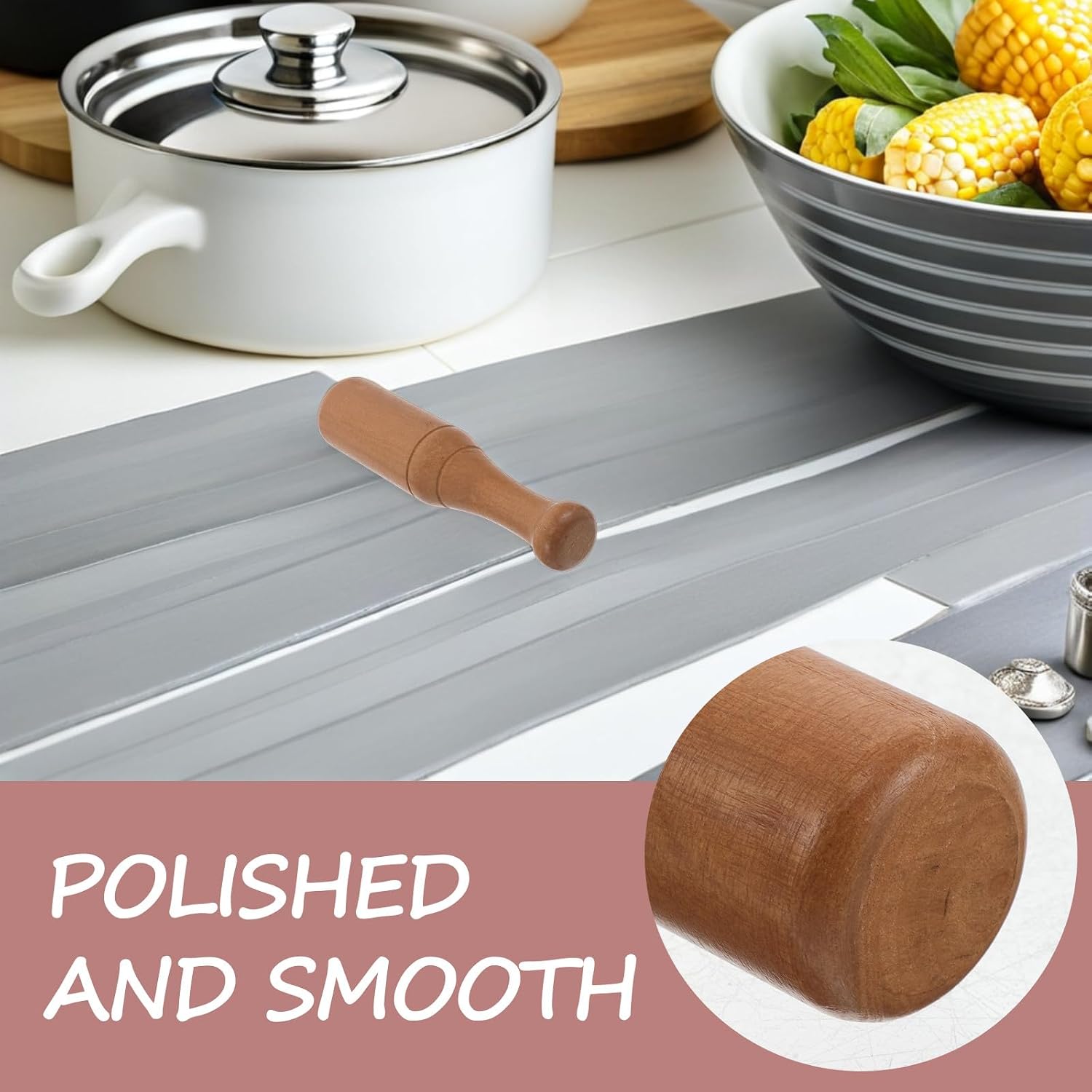 2pcs Sauerkraut Pounder for Mason Jars - Wood Pestle Stick Grinder Pestle Food Grinding Stick - Kitchen Muddler for Spice Grinding