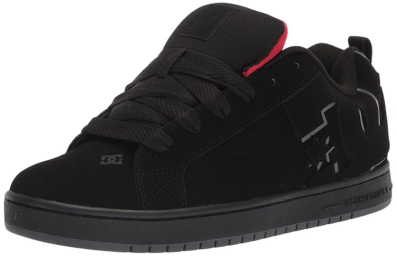 Zapatillas de skate informales DC Court Graffik para hombre, negras y rojas, 10