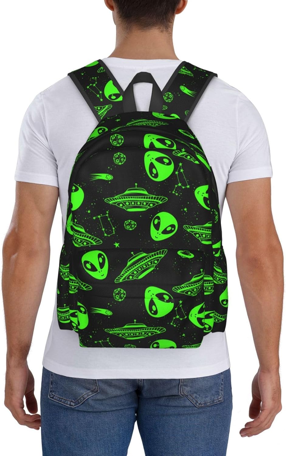 Green Ufo Alien Star Multipurpose School Bag Bookbag for Teenage Boys Girls Daily Backpack - Image 9