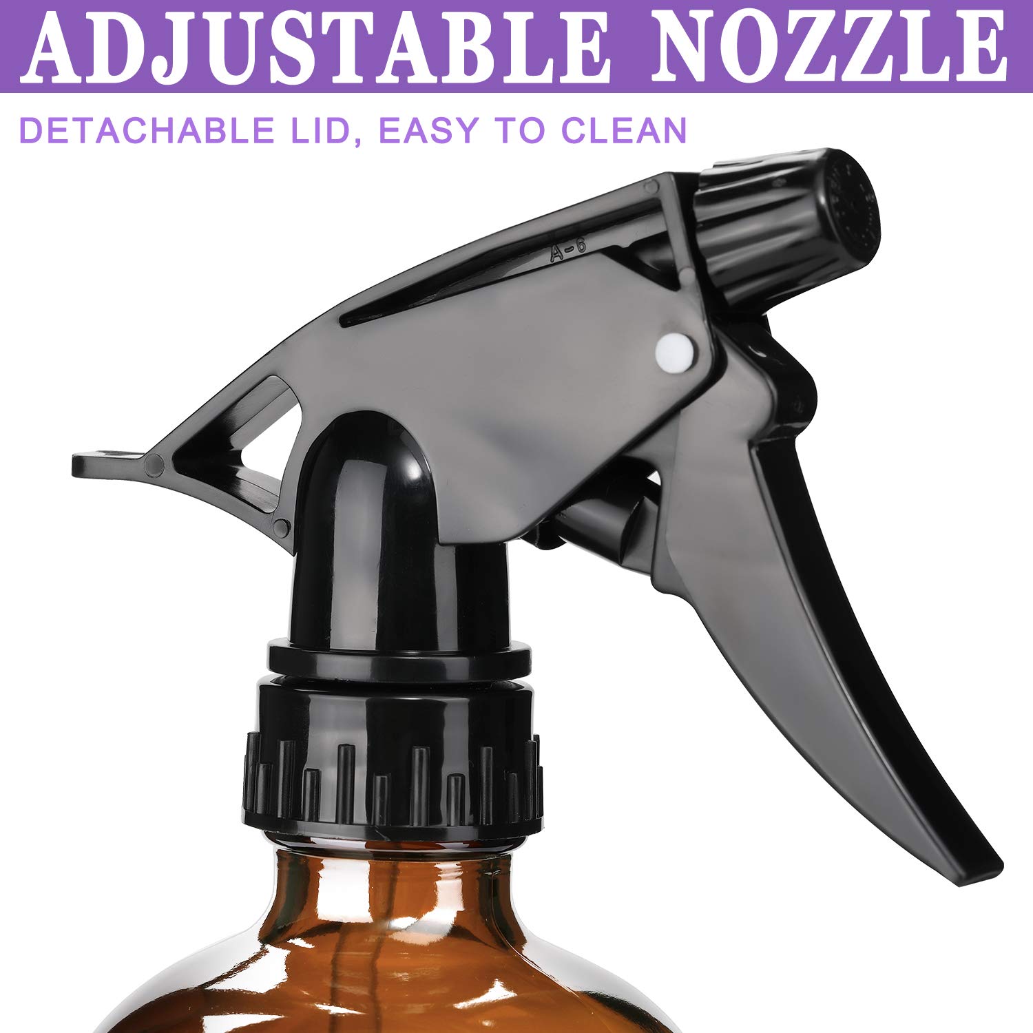 DYHAXA 16 oz Empty Amber Glass Spray Bottle with Silicone Sleeve - 2 Pack Reusable Refillable Container for Cleaning Solutions - Easy to Clean Trigger Sprayer with Adjustable Mist or Stream Setting