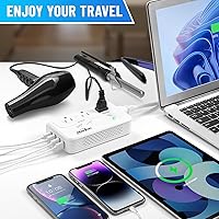 Vista 7 de Convertidor de voltaje de 2000 W para secador de pelo, convertidor de 220 V a 110 V para rizador, alisador con 3 salidas de CA y 4 puertos USB