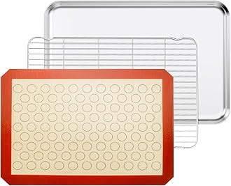 Bastwe Baking Sheet with Cooling Rack and Silicone Baking Mat, 20 Inch Stainless Steel Bakeware, Healthy & Nontoxic & Rustproof & Easy Clean & Dishwasher Safe
