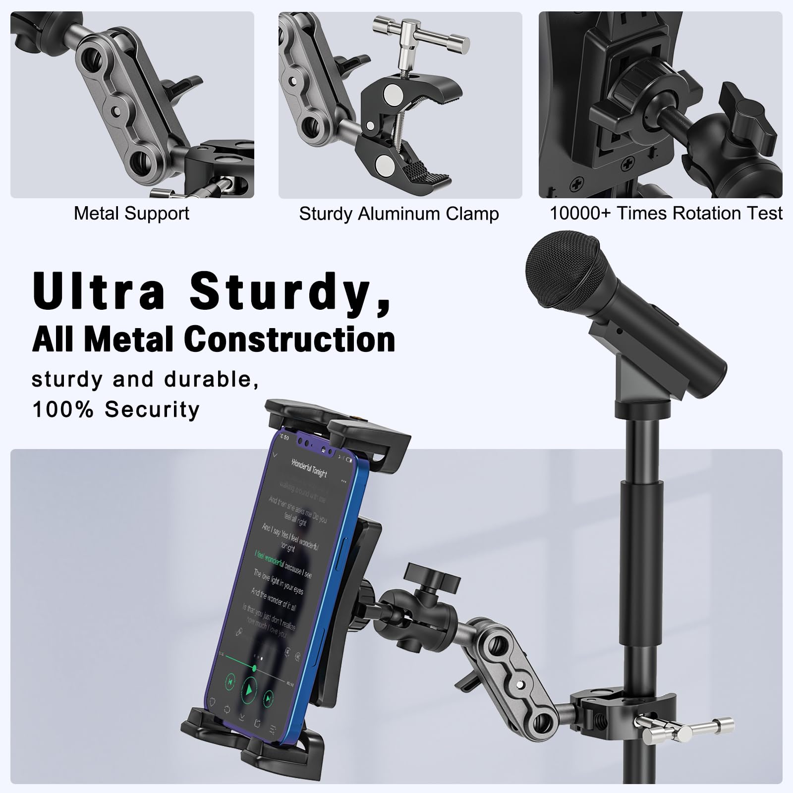 Tendak Supporto per iPad per Cyclette Regolabile a 360 Gradi Compatibile con iPad Pro Air Mini Samsung Galaxy Tab Tablet 4,7-12,9"