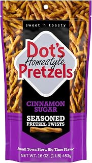 Dot's Pretzels Cinnamon Sugar Pretzel Twists 16oz - Buttery Sweet Crunchy Snack for Game Days & Parties