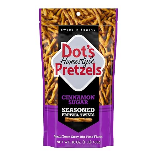 Dot's Pretzels Cinnamon Sugar Seasoned Pretzel Twists Snack Bag, 16