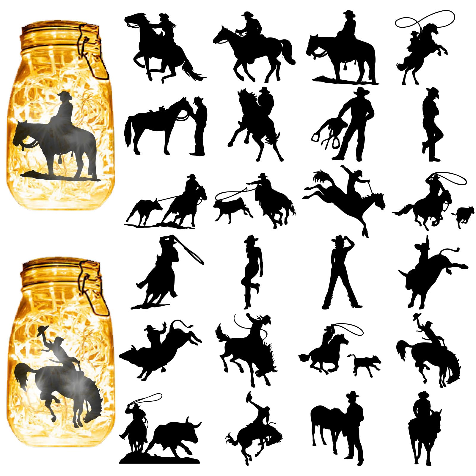 Silhouette de cowboy découpée au laser pour customiser vos lanternes