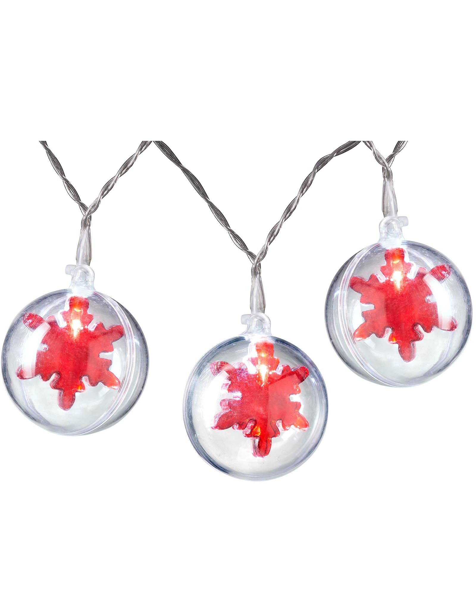 WeRChristmas Bauble LED String Lights with Red Snowflakes, Multi-Colour, 5cm