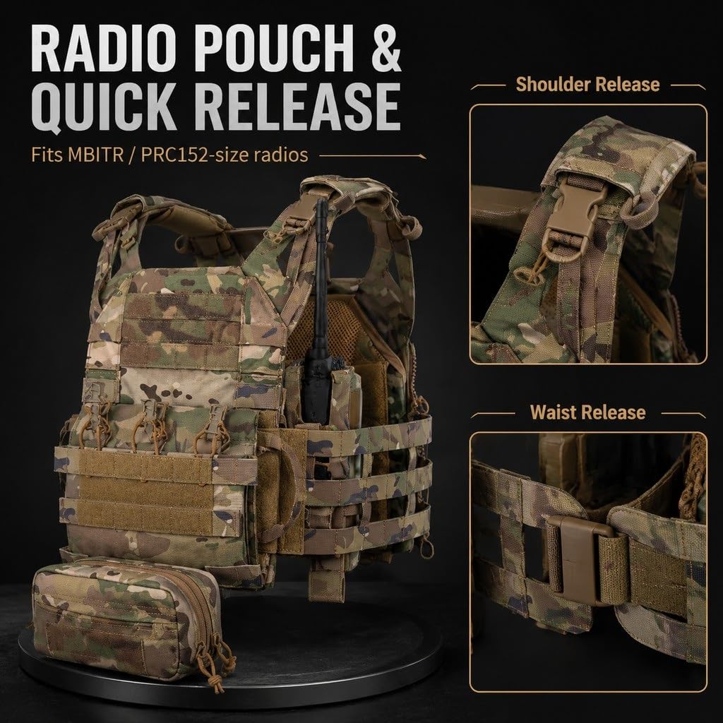 Kamizelka Taktyczna Camo Quick-Release Zestaw Nośników Płyt Molle Lekka Płyta Kompatybilna Z Płytą 10x12 Cali