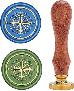 CRASPIRE Wax Seal Stamp Vintage Sealing Wax Stamps Direction Indicator 25mm Removable Brass Head Sealing Stamp with Wooden Handle for Halloween Wedding Invitations Christmas Xmas Party Gift Wrap
