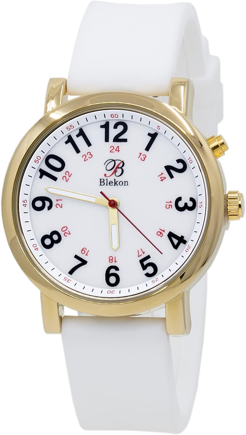 Blekon Original Light Up Dial Nurse Watch – Various Medical Scrub Colors, Easy to Read, Military Time with Second Hand, Silicone Band, Water Resistant Watch